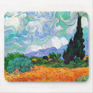 Wheat Fält med Cypresses Van Gogh Fine Art Musmatta