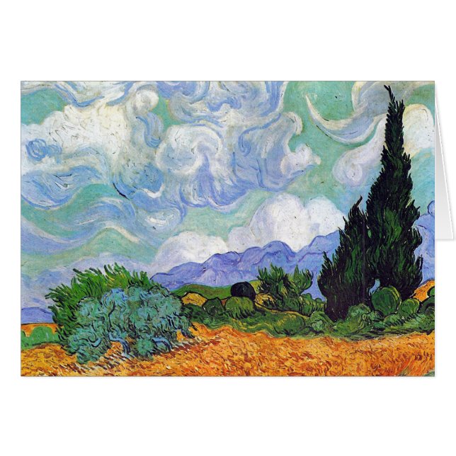 Wheat Fält med Cypresses Van Gogh Fine Art OBS Kort (Framsidan Horizontal)