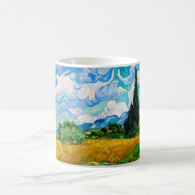 Wheat Fält med Cypresses, Van Gogh Kaffemugg (Center)