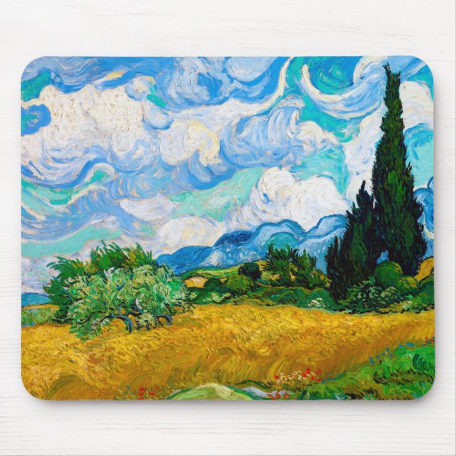 Wheat Fält med Cypresses, Van Gogh Musmatta (Framsidan)