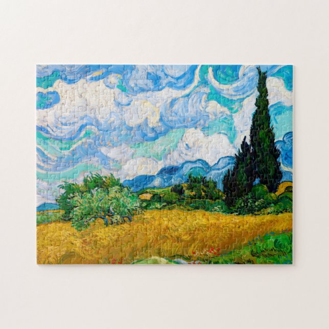 Wheat Fält med Cypresses, Van Gogh Pussel (Horisontell)