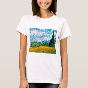 Wheat Fält med Cypresses, Van Gogh T Shirt
