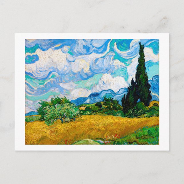 Wheat Fält med Cypresses, Van Gogh Vykort (Framsida)