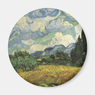 Wheat Fält med Cypresses,Vincent Van Gogh Magnet