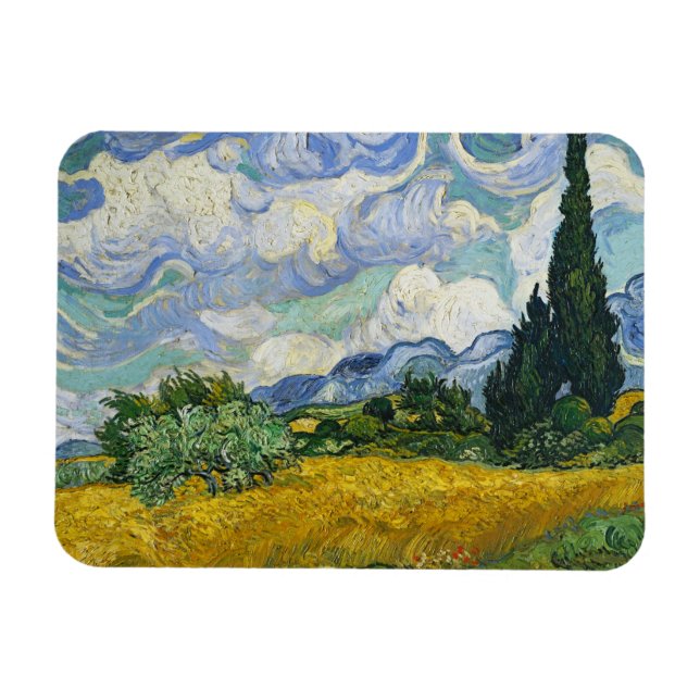 Wheat Fält med Cypresses, Vincent van Gogh Magnet (Horisontell)