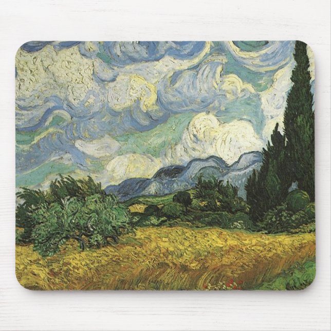 Wheat Fält med Cypresses,Vincent Van Gogh Musmatta (Framsidan)