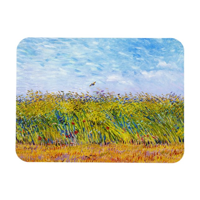 Wheat Fält med en Lark av Vincent Van Gogh Magnet (Horisontell)