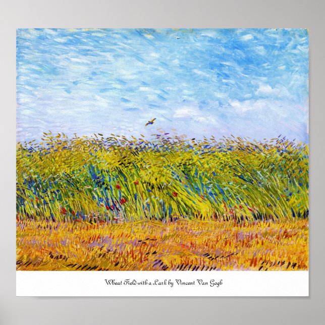 Wheat Fält med en Lark av Vincent Van Gogh Poster (Framsidan)