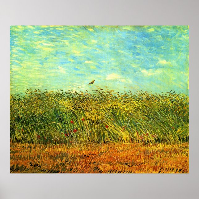 Wheat Fält med en Lark (van Gogh) Poster (Framsidan)