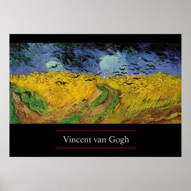Wheat Fält med Kråkor av van Gogh Poster Skriv ut (Framsidan)