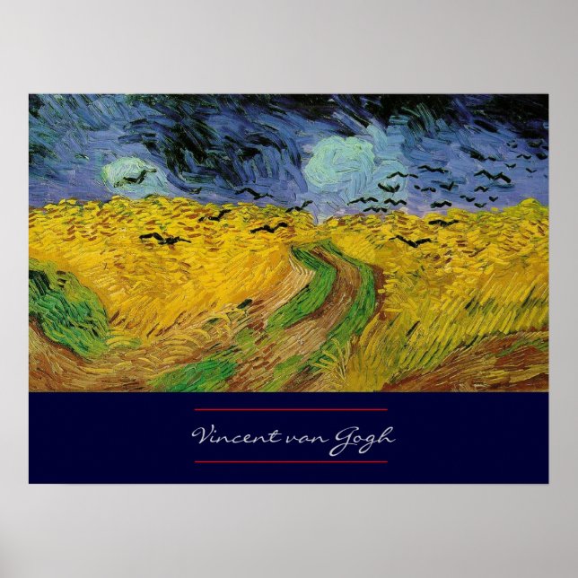 Wheat Fält med Kråkor av van Gogh Poster Skriv ut (Framsidan)