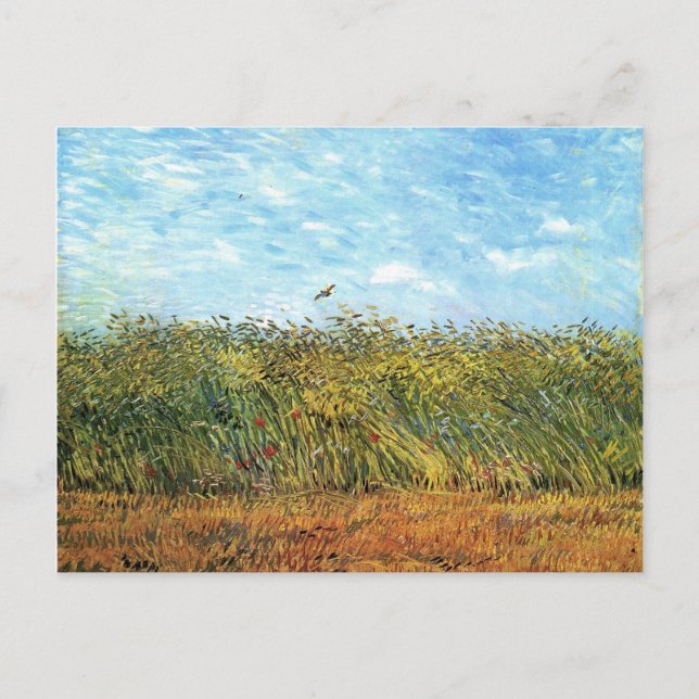 Wheat Fält med Lark, Van Gogh Fine Art Vykort (Framsida)