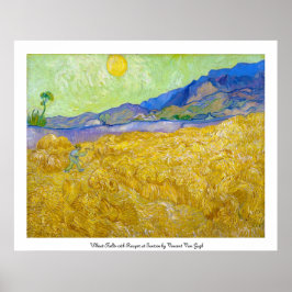 Wheat Fält med Reaper vid Sunrise Van Gogh Poster