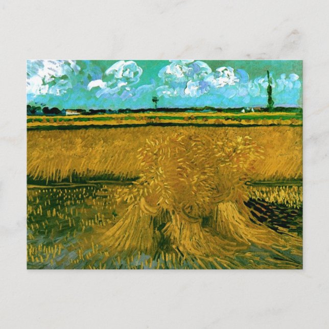 Wheat Fält med Sheaves, Van Gogh Fine Art Vykort (Framsida)