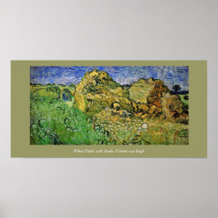 Wheat Fält med Stacks, Vincent van Gogh Poster