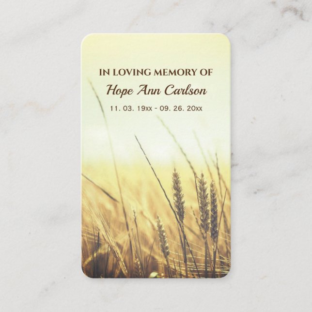 Wheat Fält Psalm 23 Bible Verse Memorial Card Visitkort (Framsida)