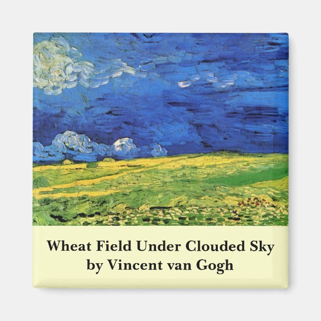 Wheat Fält under Clouded Himlar av Vincent van Gog Magnet (Framsidan)