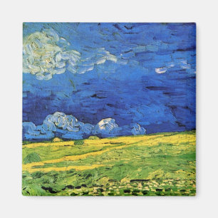 Wheat Fält under Clouded Himlar av Vincent van Gog Magnet
