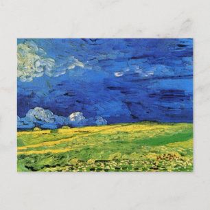 Wheat Fält under Clouded Himlar av Vincent van Gog Vykort