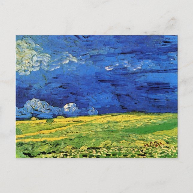 Wheat Fält under Clouded Himlar av Vincent van Gog Vykort (Framsida)