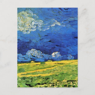 Wheat Fält under Clouded Himlar av Vincent van Gog Vykort