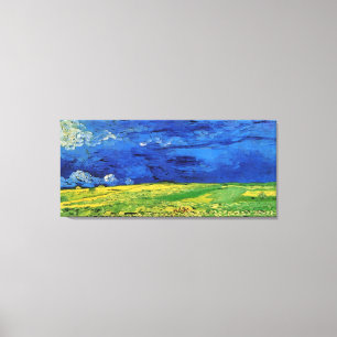 Wheat Fält under Clouded Himlar Van Gogh Canvastryck