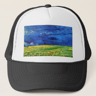 Wheat Fält under Clouded Himlar Van Gogh Truckerkeps