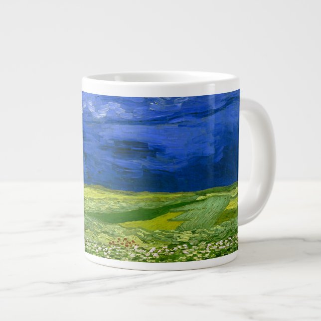 Wheat Fält under mold Himlar Van Gogh Fine Art Jumbo Mugg (Framsida höger)