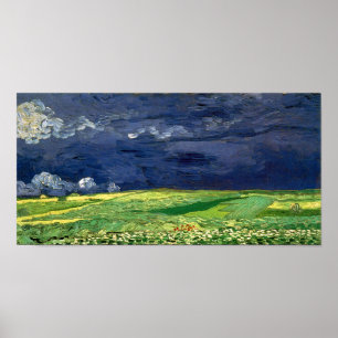 Wheat Fält under mold Himlar Van Gogh Fine Art Poster