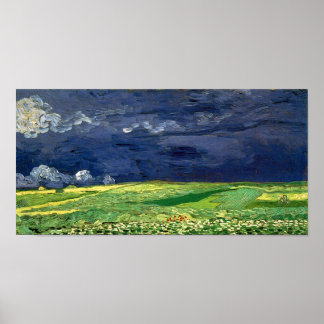 Wheat Fält under mold Himlar Van Gogh Fine Art Poster