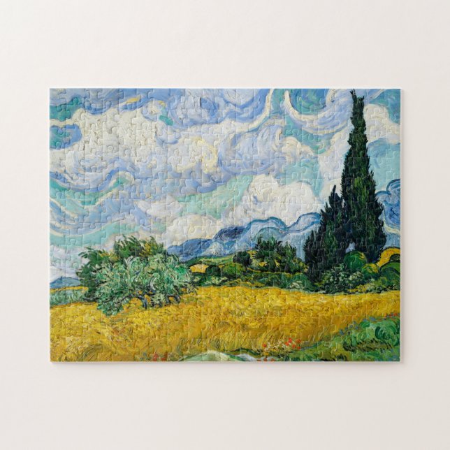 Wheat Fält Vincent van Gogh Masterbit Painting Pussel (Horisontell)