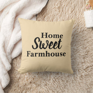 Wheat Färgad "Home Sweet Farmhouse" Dekorativ kudd Kudde