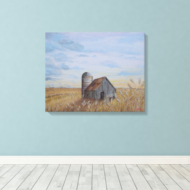 Wheat Field and Barn Canvastryck (Insitu (trägolv))