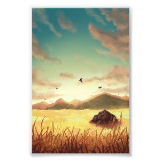 Wheat fields at sunrise fototryck