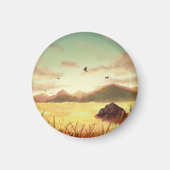 Wheat fields at sunrise magnet (Framsidan)