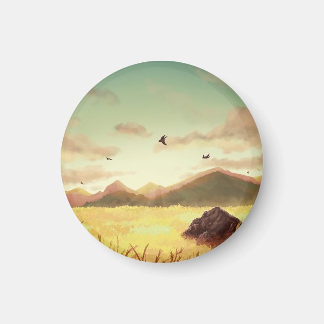 Wheat fields at sunrise magnet (Framsidan)