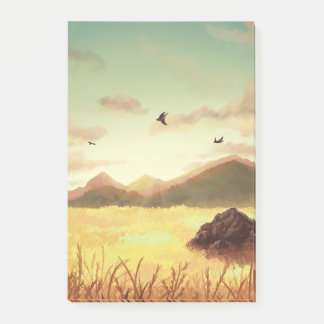 Wheat fields at sunrise post-it block