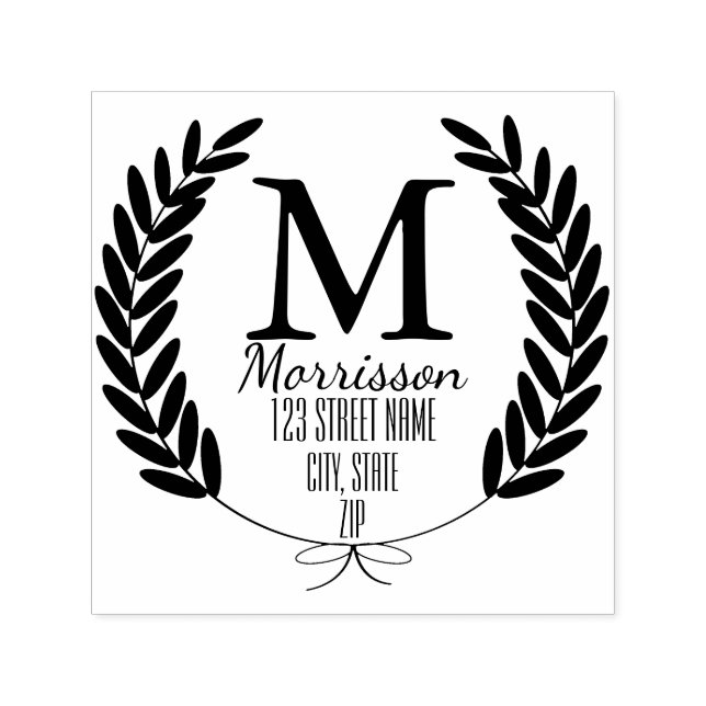 Wheat Laurels Personlig Självfärgande Stämpel (Design)