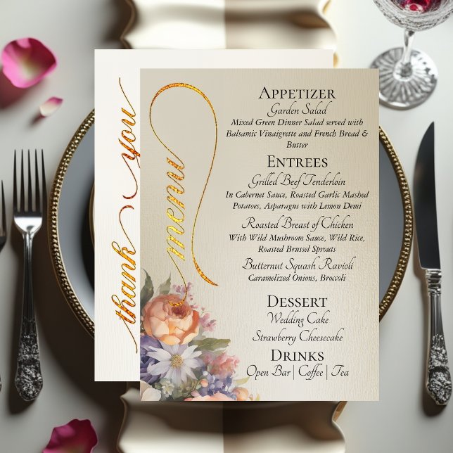 Wheat - Monogram, Wildflowers & Thank You  Meny (Skapare uppladdad)