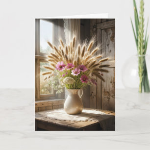 Wheat Stalk WildblomBouquet Sympathy Kort