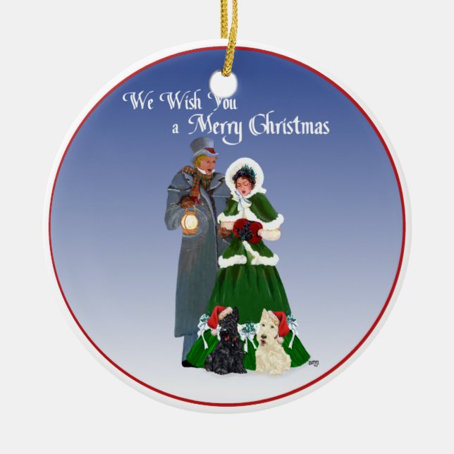 Wheaten & Black Scottie Hundar Ornament (Framsidan)
