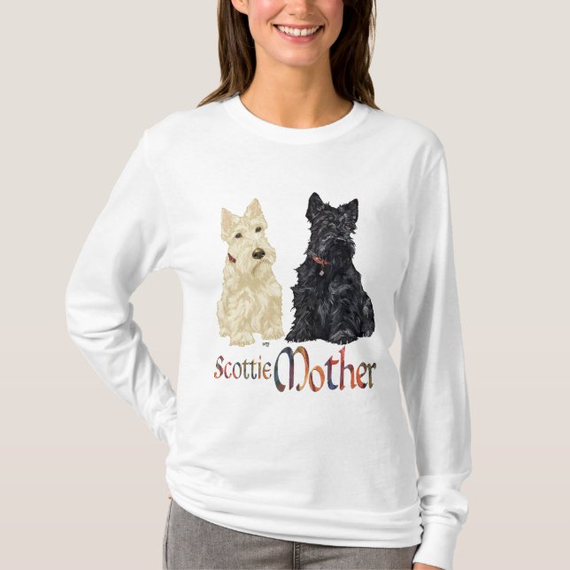 Wheaten & Black Scotties mors dag Tee Shirt (Framsida)