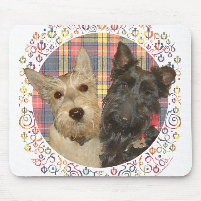 Wheaten & Black Scotties på Tartan Musmatta (Framsidan)
