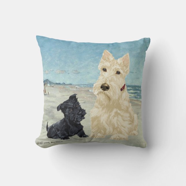 Wheaten & Black Scottish Terrier Pillow Kudde (Framsida)