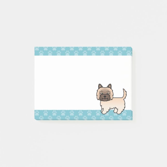 Wheaten Cairn Terrier Tecknad Hund & Blå Kanter Post-it Block (Framsida)