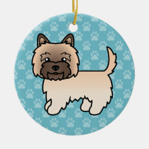 Wheaten Cairn Terrier Tecknad Hund På Blå Bakgrund Julgransprydnad Keramik
