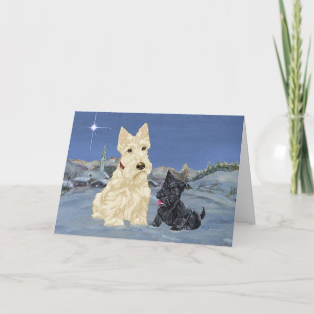 Wheaten Scottie och valp jul Helgkort (Framsida)