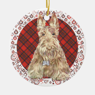 Wheaten Scottie-rutig Julgransprydnad Keramik