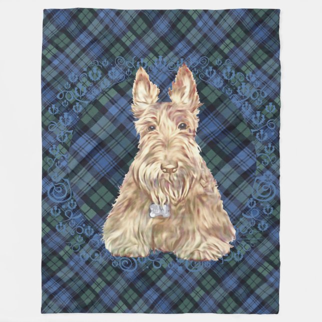 Wheaten Scottie Tartan Fleecefilt (Framsidan)
