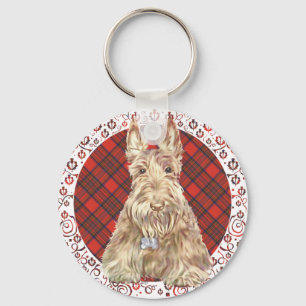Wheaten Scottie Tartan Nyckelring